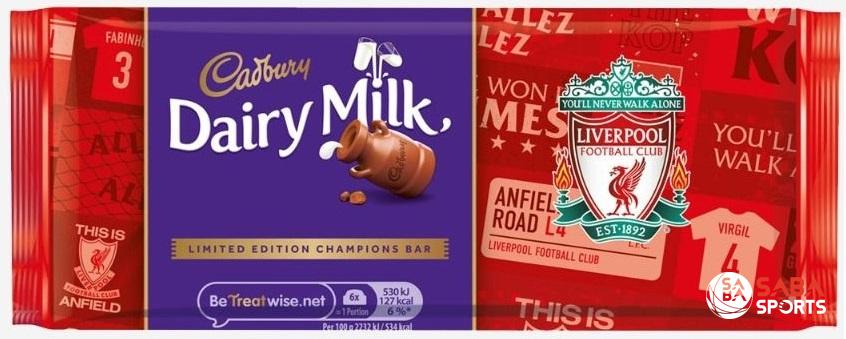 Hình ảnh thỏi sô cô la Dairy Milk mang chủ đề Liverpool