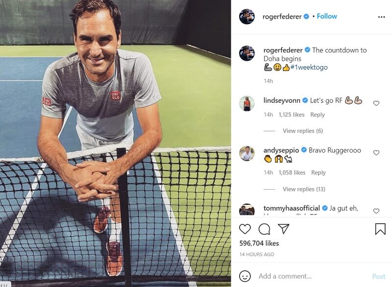 Thông báo của Federer. (Ảnh: Instagram)