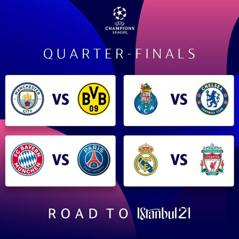 Kết quả bốc thăm tứ kết C1. (Ảnh: UEFA Champions League)