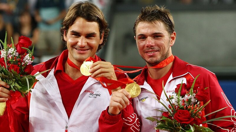 Federer và Wawrinka năm 2008. (Ảnh: Tennisset)