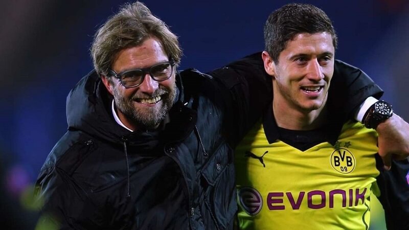 Klopp và Lewandowski thời còn ở Borussia Dortmund. (Ảnh: Metropolitana FM)