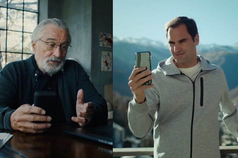 Federer tương tác cùng De Niro. (Ảnh: Twitter)