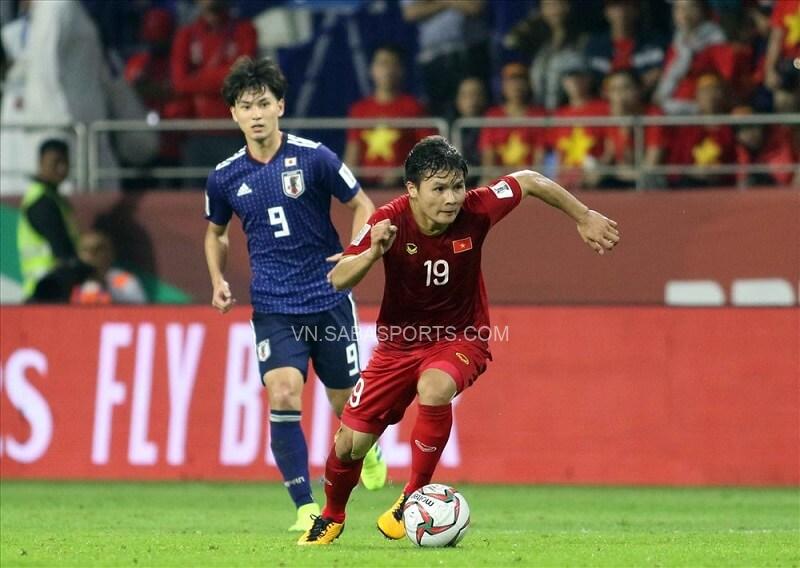 Quang Hải trong trận gặp Nhật Bản ở Asian Cup 2019. (Ảnh: Báo Lao động)