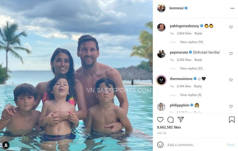 Messi bên gia đình. (Ảnh: Instagram)