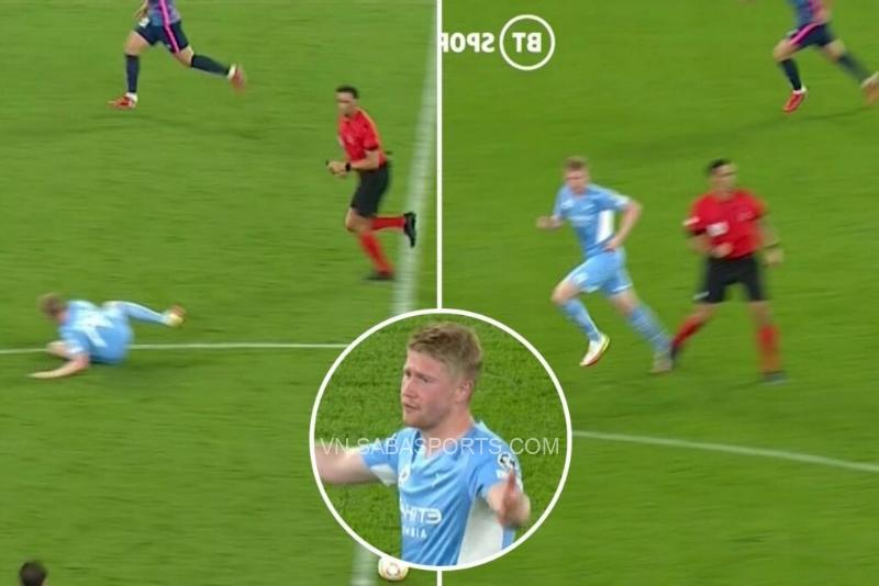 Bruyne va chạm với trọng tài khiến Man City mất bóng và sau đó để lọt lưới