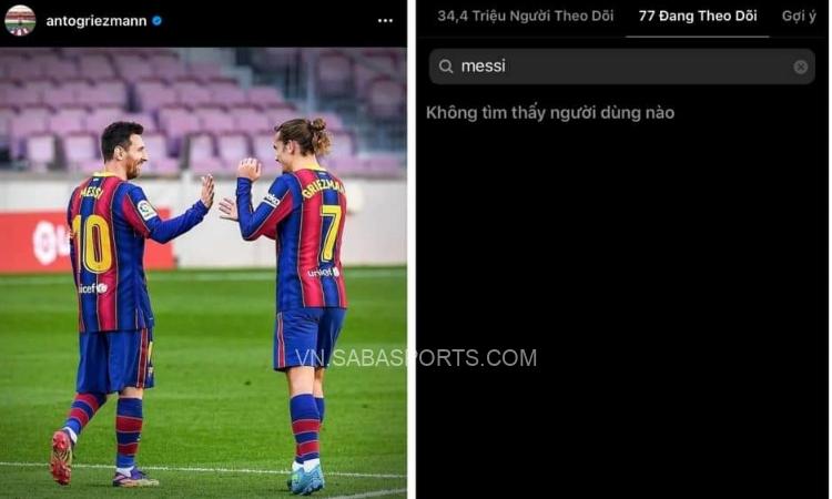 Griezmann hiện đã không còn theo dõi Barca và Messi trên Instagram