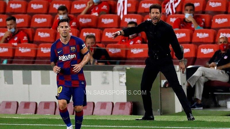 Diego Simeone mong muốn được chỉ đạo Messi. (Ảnh: Twitter)