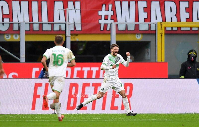 Berardi có pha lập công thứ 10 vào lưới AC Milan, nhiều hơn bất cứ đối thủ nào khác