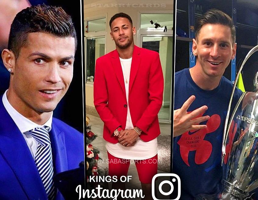 Bộ 3 Ronaldo, Messi và Neymar thống trị từ ngoài sân đến trên Instagram