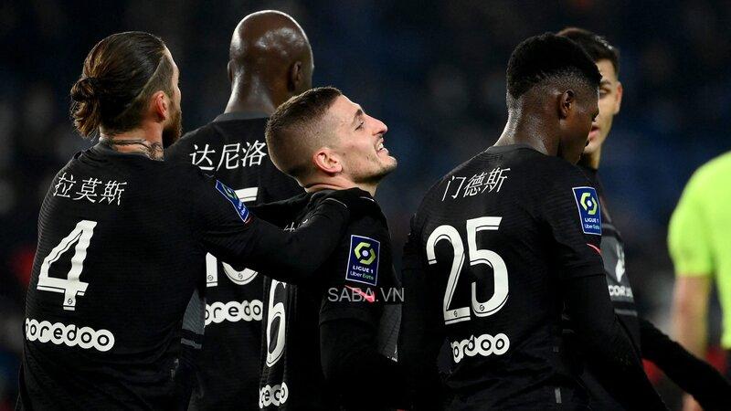 Verratti đem về bàn giải tỏa cho PSG vào cuối hiệp 1