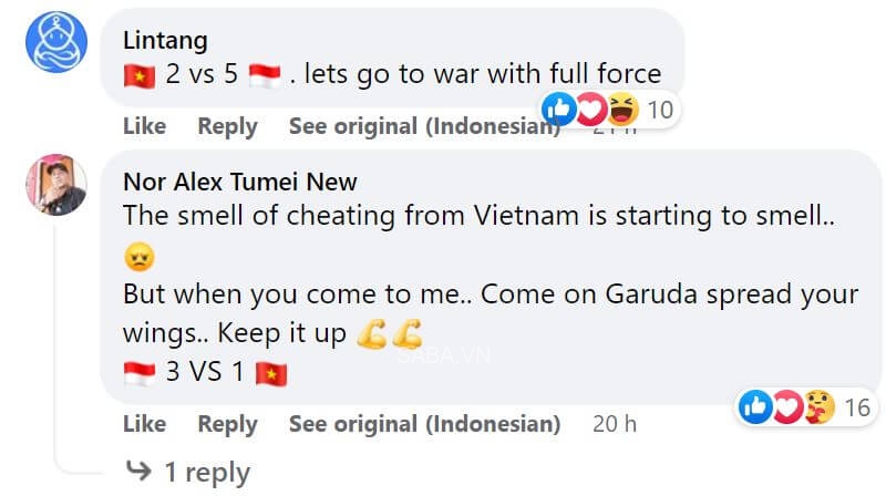 Dự đoán của fan Indonesia. (Ảnh: Facebook)