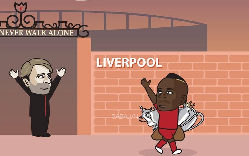 Sadio Mane tạm biệt Liverpool. (Ảnh: Just Toon It)