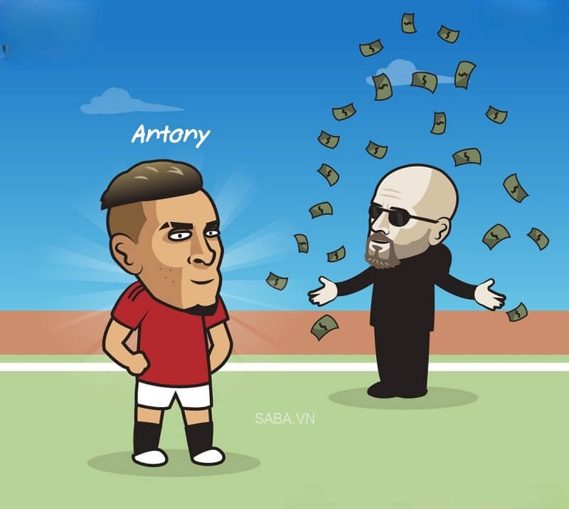 Ở một diễn biến khác, Man United đã chốt xong thương vụ Antony với giá 100 triệu euro. (Ảnh: Just Toon It)