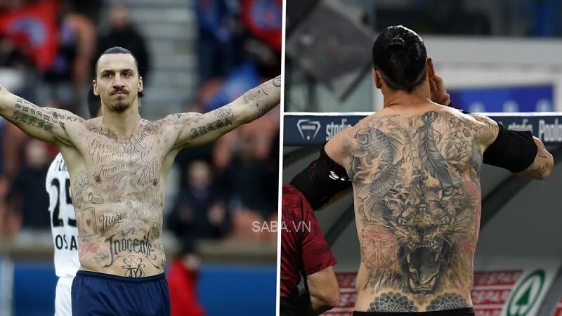 Một chiến binh như Zlatan Ibrahimovic sở hữu vô số hình xăm trên cơ thể là điều vô cùng hợp lý. Hình xăm sư tử trên lưng đủ để thể hiện được tinh thần mạnh mẽ của chân sút người Thụy Điển