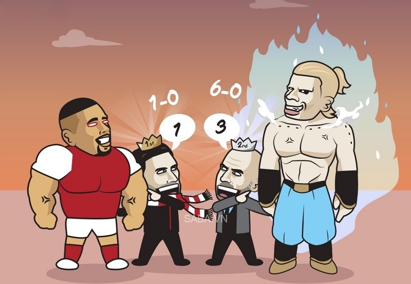 Arsenal và Manchester City dẫn đầu BXH. (Ảnh: Just Toon It)