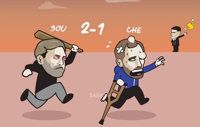 Trước đó, Chelsea bị Southampton lội ngược dòng. (Ảnh: Just Toon It)