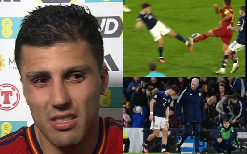 Rodri chơi thô bạo với Tierney và còn chỉ trích lối đá của Scotland