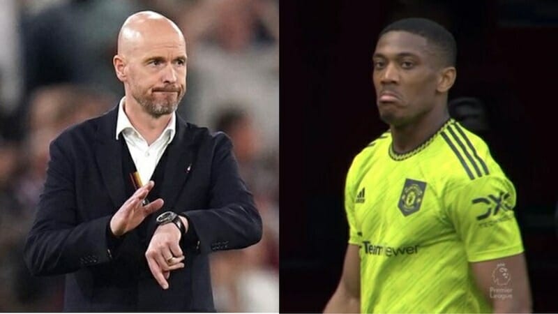 Martial thái độ với Ten Hag khi bị thay ra