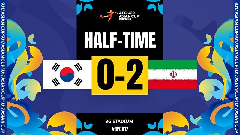 U17 Iran kết thúc hiệp một với lợi thế dẫn trước hai bàn (Ảnh: AFC Asian Cup).