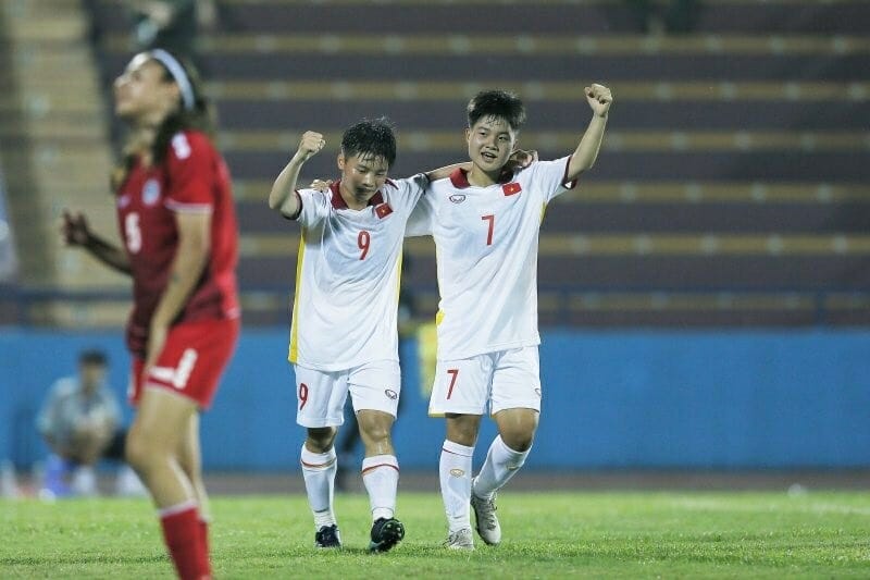 U20 nữ Việt Nam vừa đánh bại U20 nữ Li-băng (Ảnh: VFF).