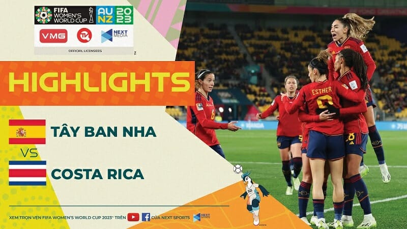 Tây Ban Nha vs Costa Rica, vòng bảng World Cup nữ 2023