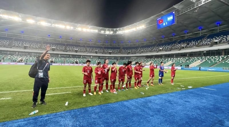 ĐT nữ Việt Nam thất bại 0-1 trước Uzbekistan (Ảnh: Liên đoàn Bóng đá Việt Nam – VFF).