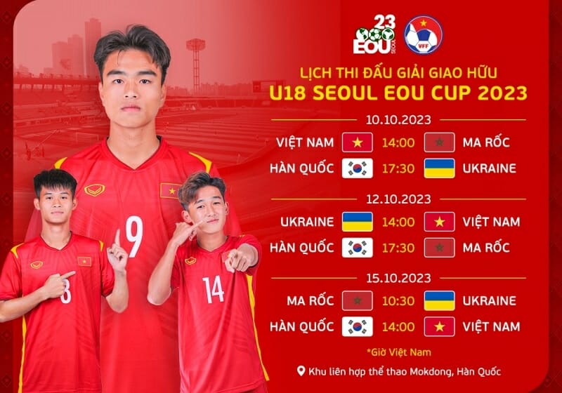 Lịch thi đấu giải U18 Seoul Eou Cup 2023. (Ảnh: VFF)