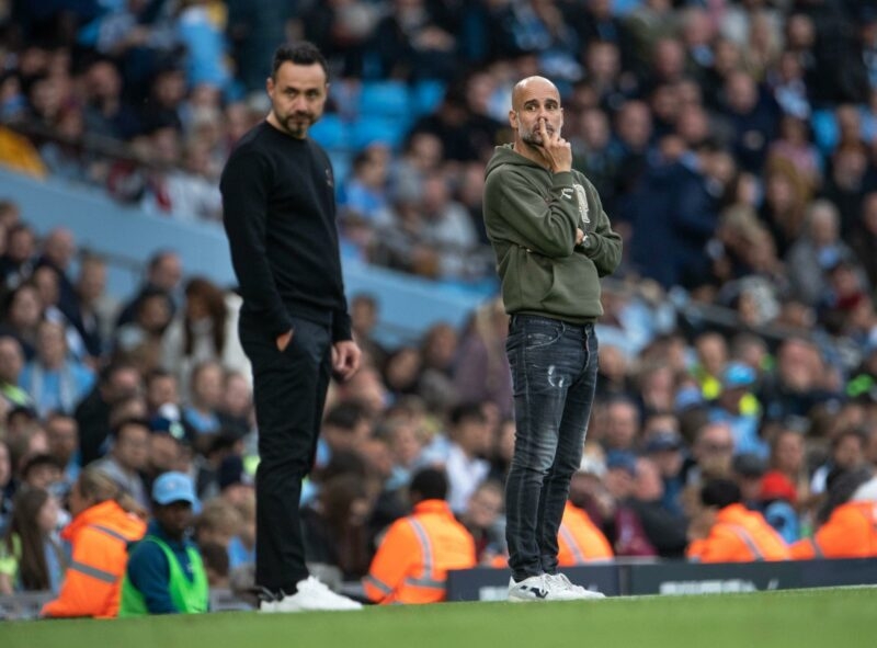 Cuộc đối đầu rất đáng mong chờ giữa HLV Pep Guardiola và HLV Roberto de Zerbi.