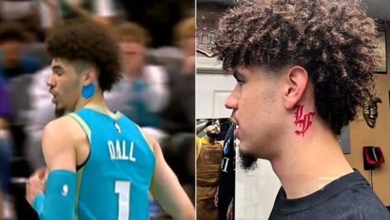 LaMelo Ball, hình xăm cổ LaMelo Ball