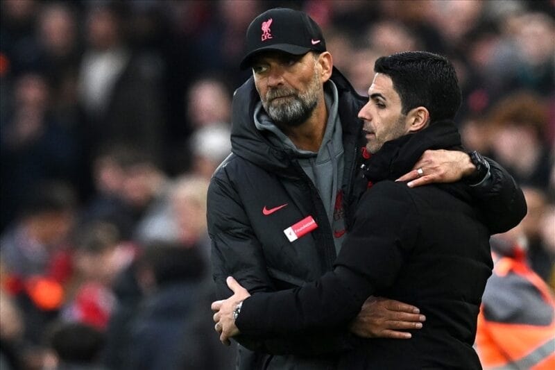 Arteta và Klopp đã bất phân thắng bại trong màn đấu trí mùa trước ở sân của Liverpool