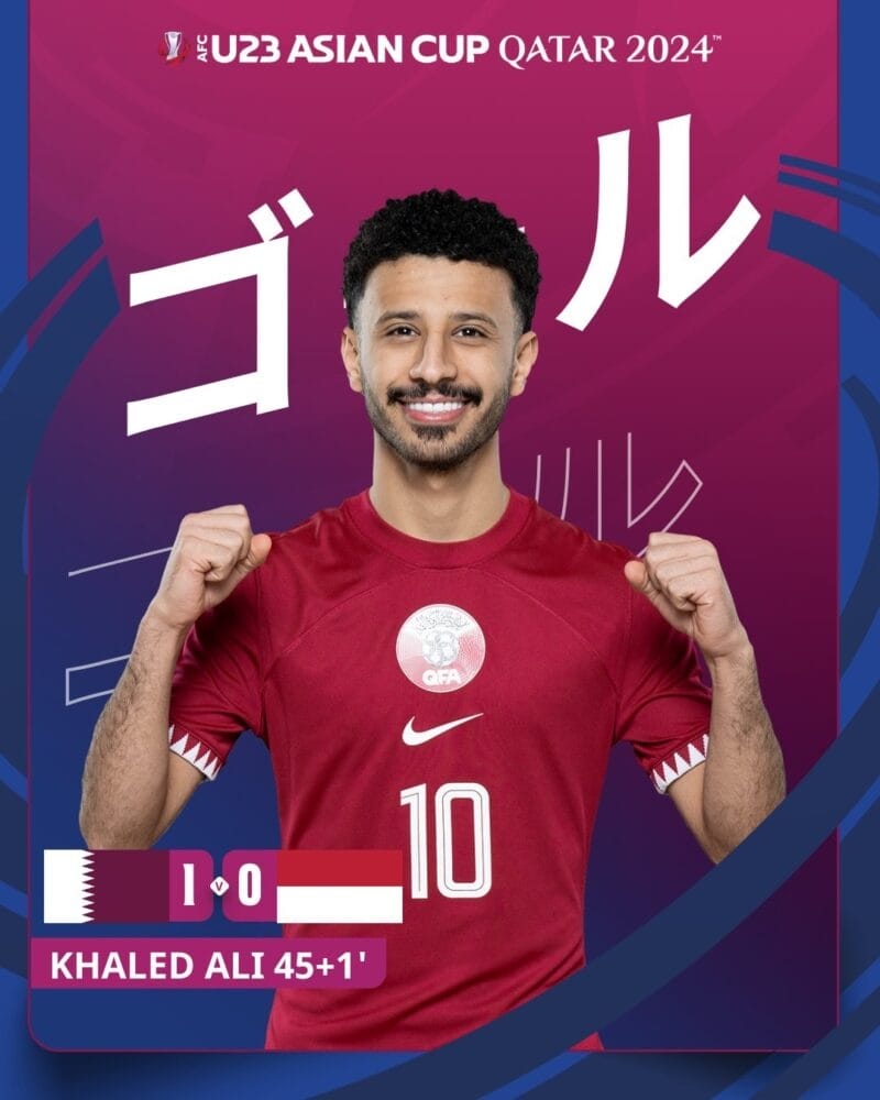 Khaled Ali mở tỷ số cho U23 Qatar (Ảnh: AFC).