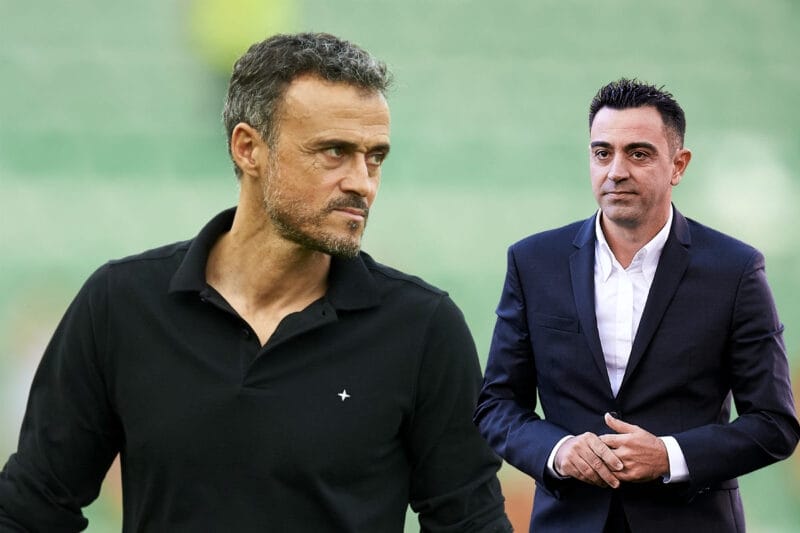 Xavi sẽ gặp lại người đồng đội và thầy cũ Luis Enrique (Ảnh: Marca).