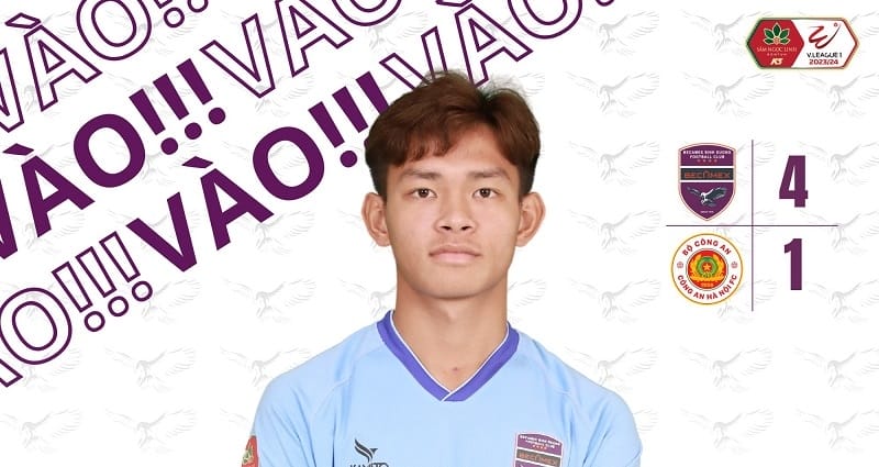 Vĩ Hào ấn định tỷ số 4-1 Bình Dương (Ảnh: Becamex Binh Duong FC).