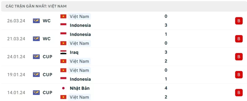 Trực tiếp bóng đá Việt Nam vs Philippines, Phong độ thi đấu ĐT Việt Nam gần đây