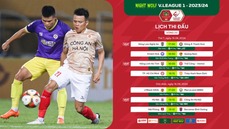 Lịch thi đấu vòng 23 V-League 2023/24 (ảnh: VPF)