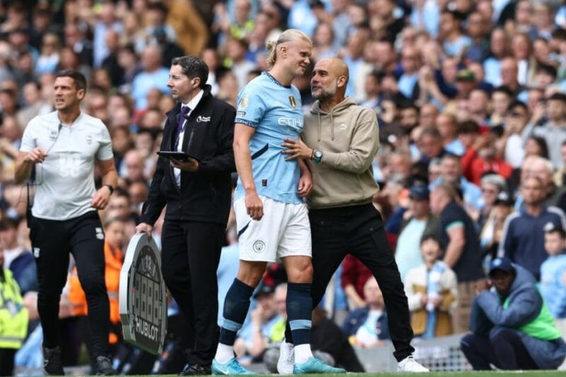 HLV Pep Guardiola dành lời có cánh cho Haaland.