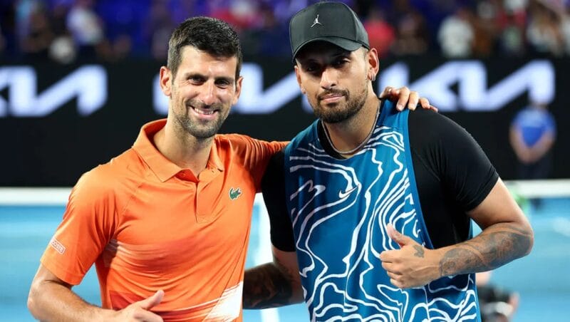 Nick Kyrgios và Novak Djokovic tham dự giải Úc mở rộng.