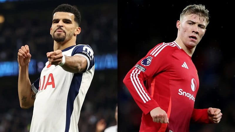 Hai tiền đạo Dominic Solanke và Rasmus Hojlund